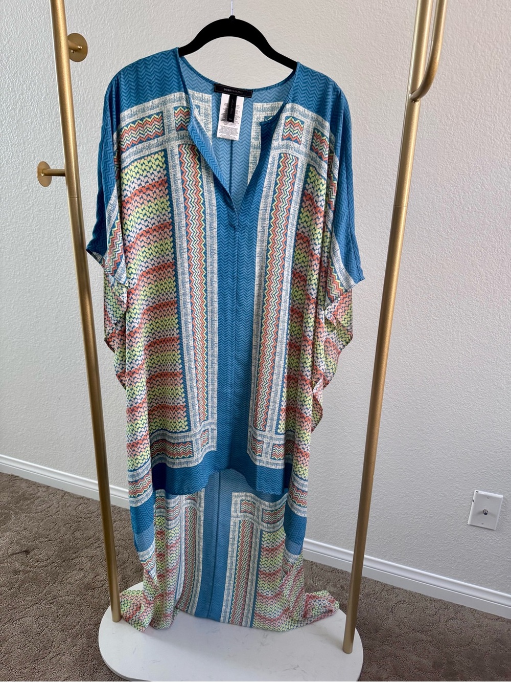 BCBG Blue Multicolor Printed Kaftan